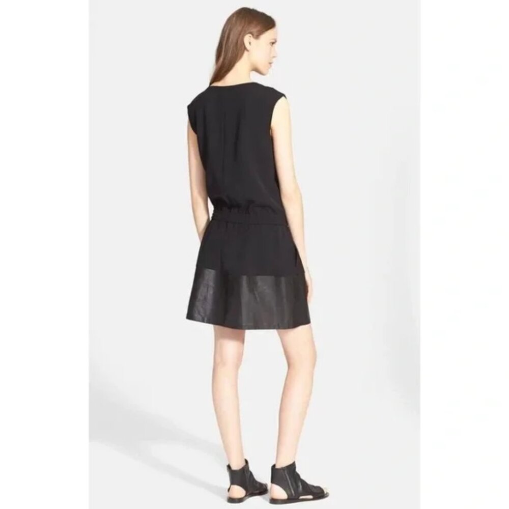 Vince Leather Contrast Band Black Dress - Picture 5 of 7
